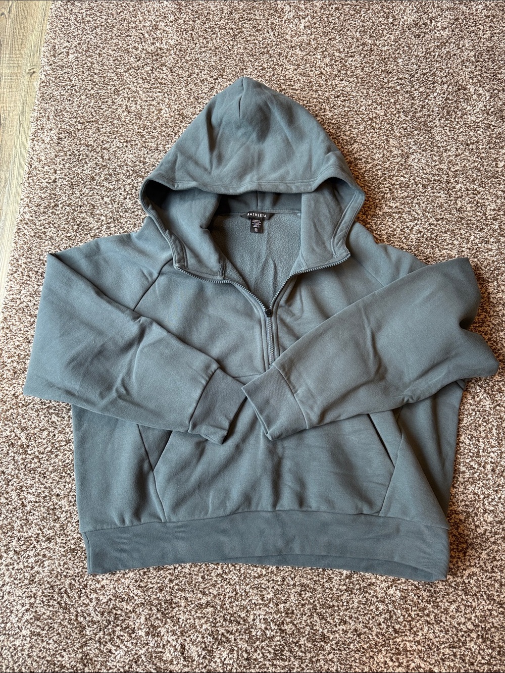 Athleta forever fleece hooded quarter zip sweatshirt